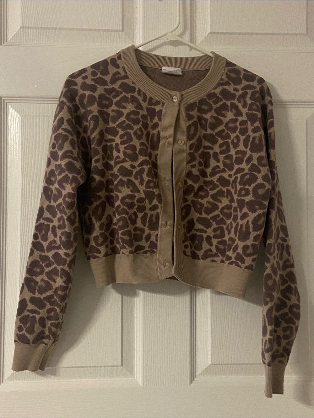T40a- BETTY BOOP Animal Print LOGO Patch Cardigan Sweater
